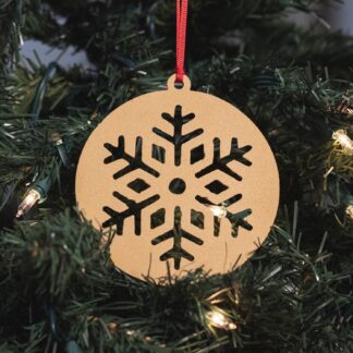 Round Decorative Snowflake Ornament - Gold