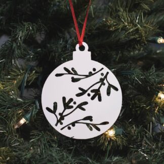 Round Holly Ornament