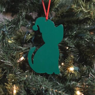 Christmas Cat Ornament - Green