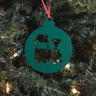 Round Train Ornament - Green