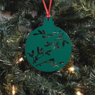 Round Holly Ornament - Green