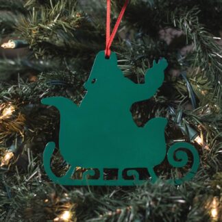 Santa Sleigh Ornament - Green