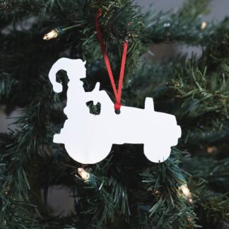 Elf On A Tractor Ornament