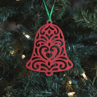 Snowflake Bell Ornament - Red
