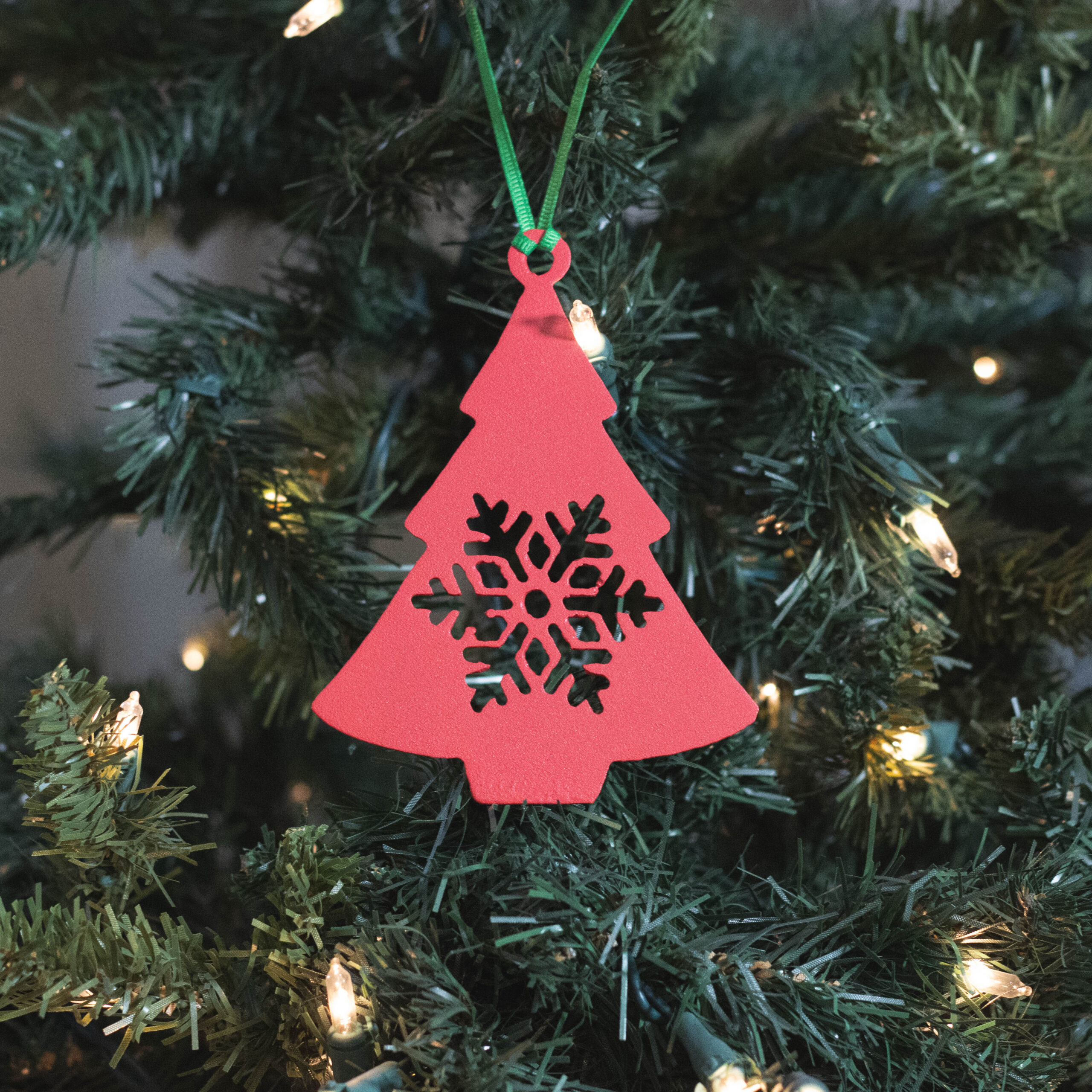 Snowflake Tree Ornament - Red