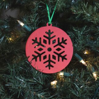 Round Decorative Snowflake Ornament - Red