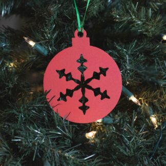 Round Simple Snowflake Ornament - Red