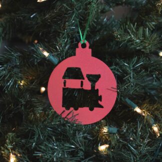 Round Train Ornament - Red