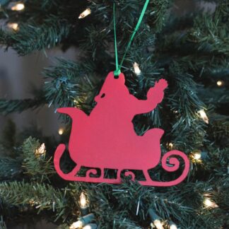 Santa Sleigh Ornament - Red
