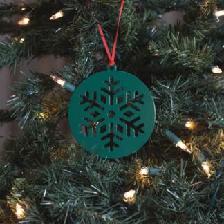 Round Decorative Snowflake Ornament - Green