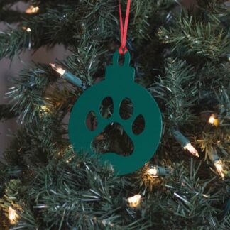 Round Paw Print Ornament - Green