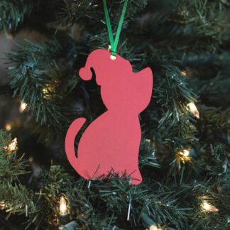 Christmas Cat Ornament - Red