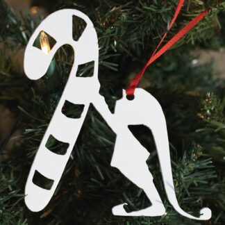 Candy Cane Holding Elf Ornament